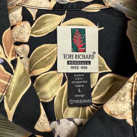 Tori Richard Silk Hawaiian Shirt Mens Large Button Up Short Sleeve Floral - Picture 2 of 4